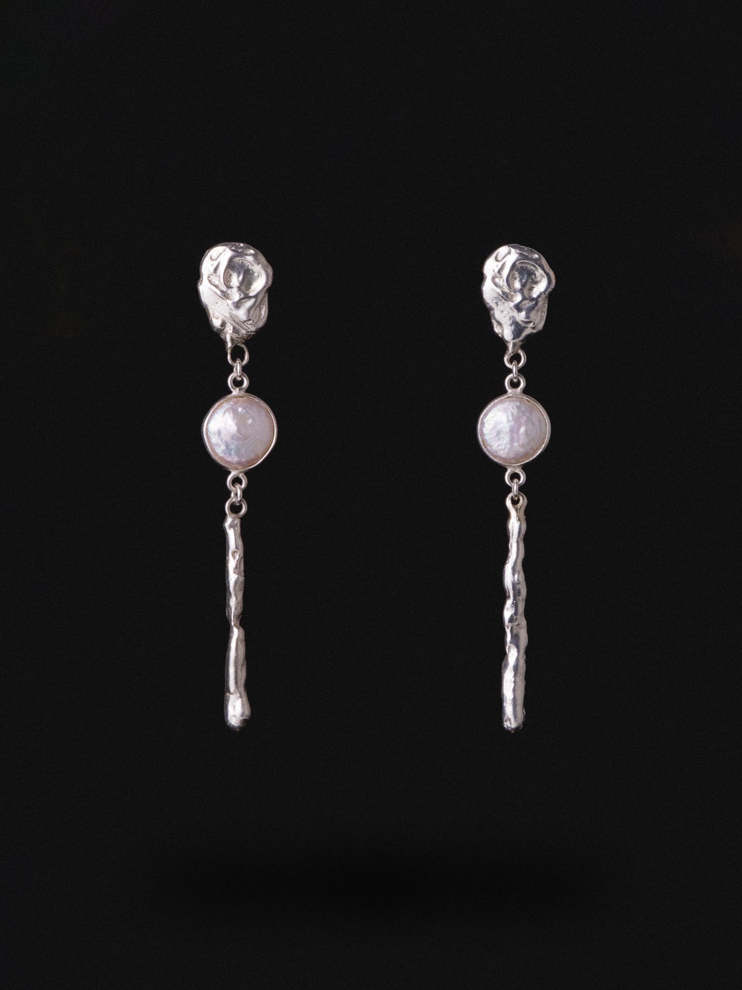 Χειροποίητα κρεμαστά σκουλαρίκια από ασήμι 999 με Φίλντισι