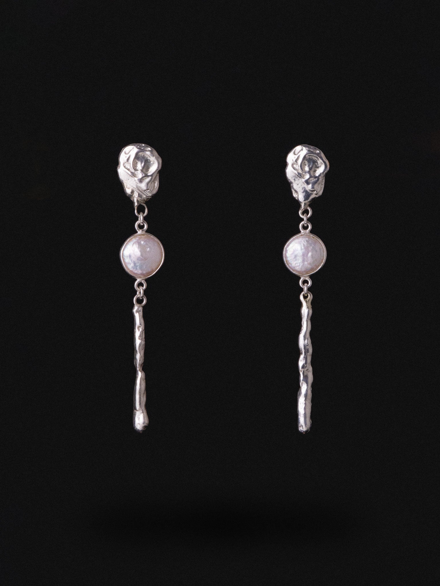 Χειροποίητα κρεμαστά σκουλαρίκια από ασήμι 999 με Φίλντισι