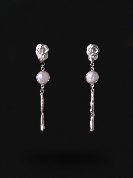 Χειροποίητα κρεμαστά σκουλαρίκια από ασήμι 999 με Φίλντισι