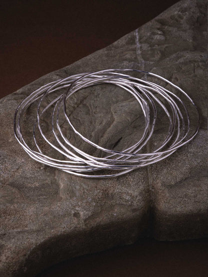 NEFERTITI SILVER BANGLES - SET OF 10