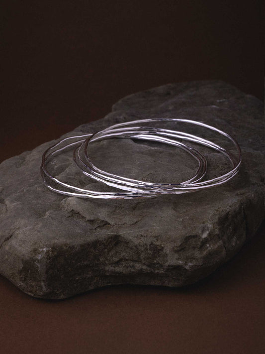 ISIDA SILVER BANGLES - SET OF 5