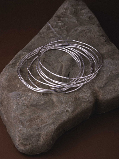 NEFERTITI SILVER BANGLES - SET OF 10