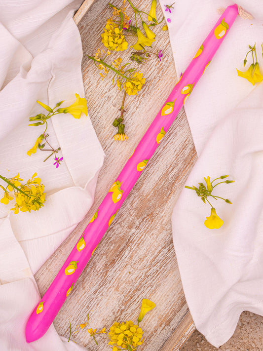 Χειροποίητη λαμπάδα με λεμονάκια ζωγραφιστή στο χέρι από το Simoon.